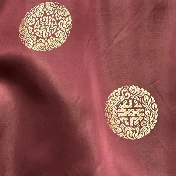 Vintage Men's Oriental Brown Satin Chinese Smoking Jacket